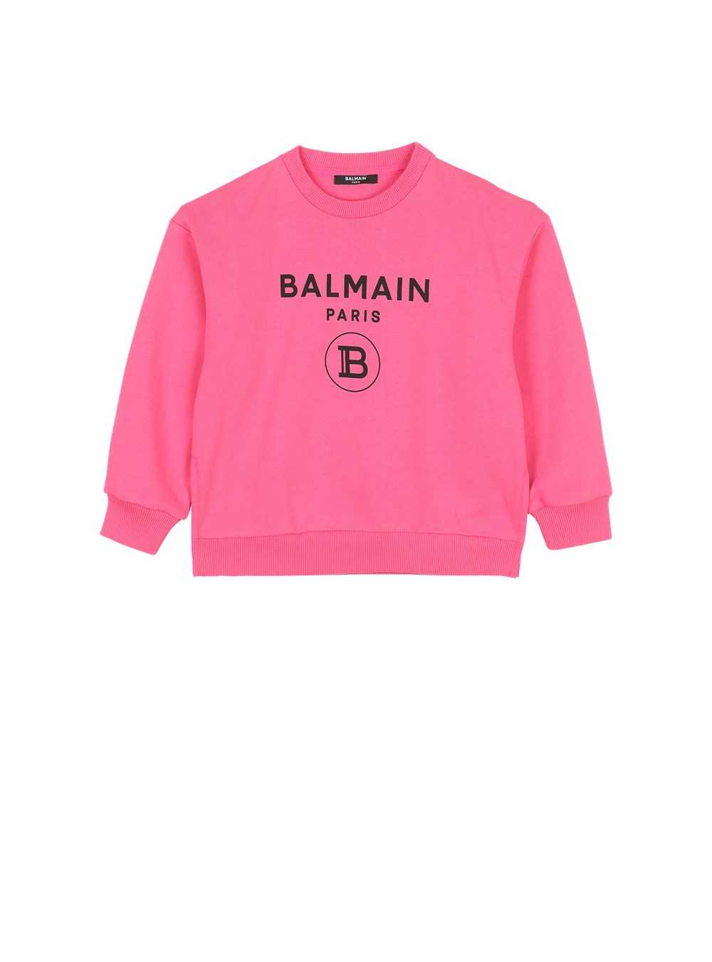 Balmain Cotton Jumper With Balmain Logo Pink | JEATBIQ-06