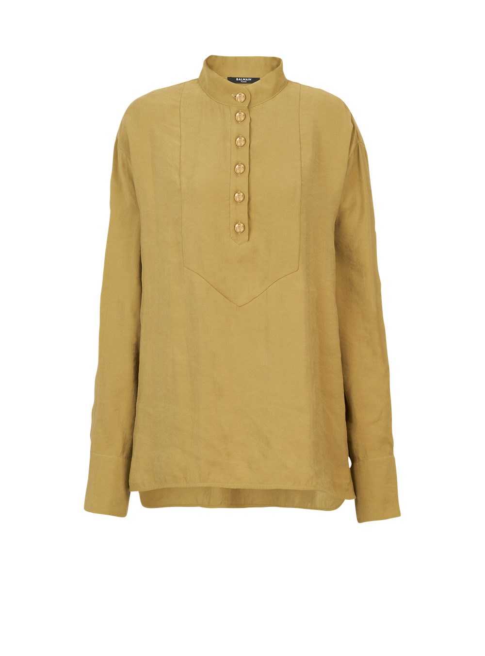 Balmain Cotton Mao Shirt With Gold-tone Buttons Beige | SHDOXGK-20