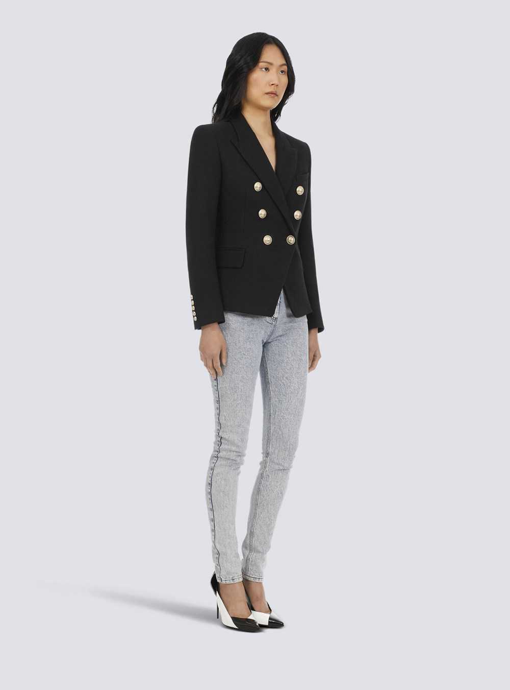 Balmain Cotton Piqué Double-buttoned Jacket Black | HTLUNEZ-36