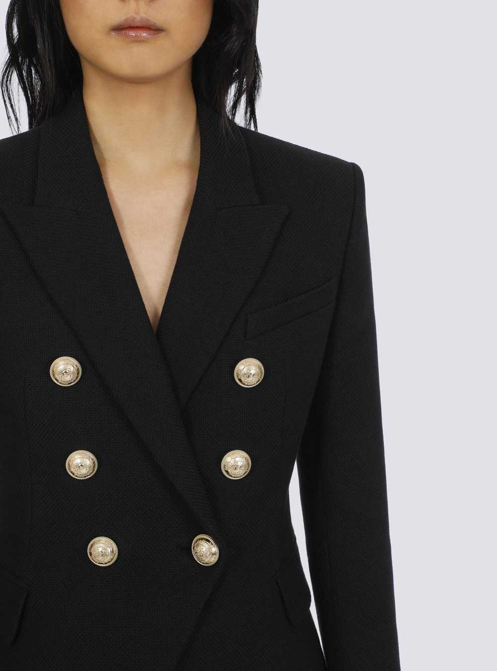 Balmain Cotton Piqué Double-buttoned Jacket Black | HTLUNEZ-36