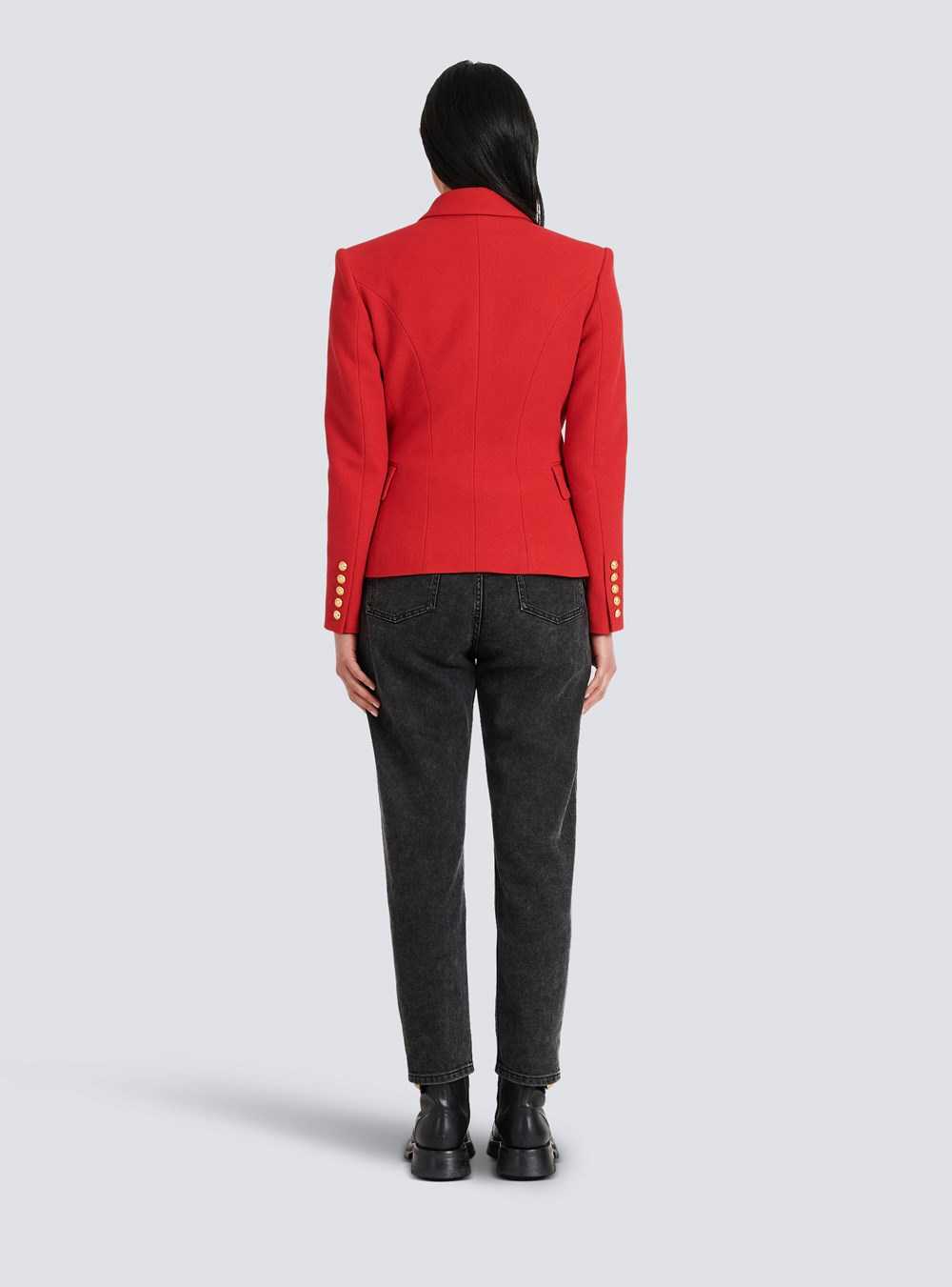 Balmain Cotton Piqué Double-buttoned Jacket Red | MEAWCYF-23