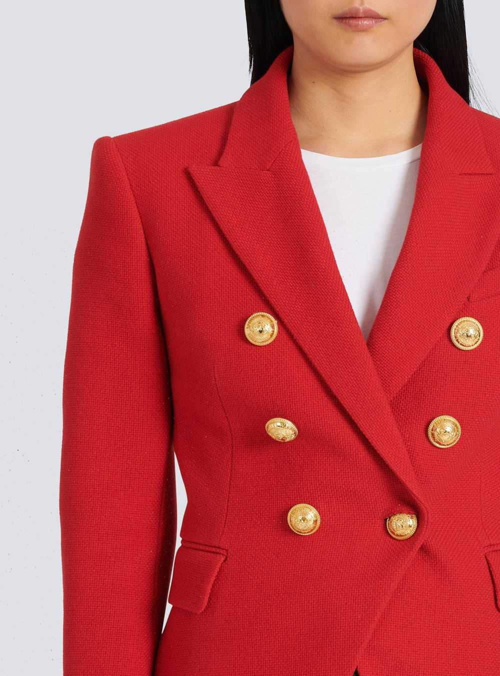 Balmain Cotton Piqué Double-buttoned Jacket Red | MEAWCYF-23