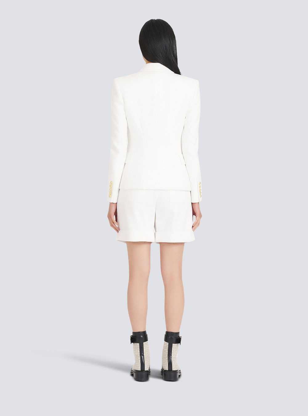 Balmain Cotton Piqué Double-buttoned Jacket White | XKPRQLA-59