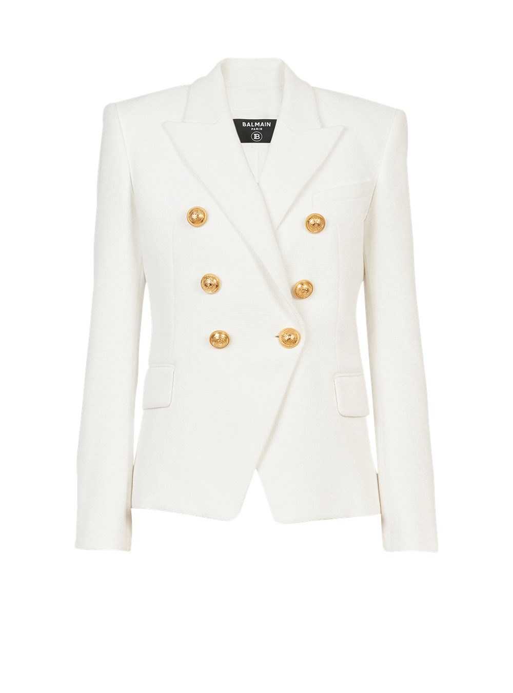 Balmain Cotton Piqué Double-buttoned Jacket White | XKPRQLA-59