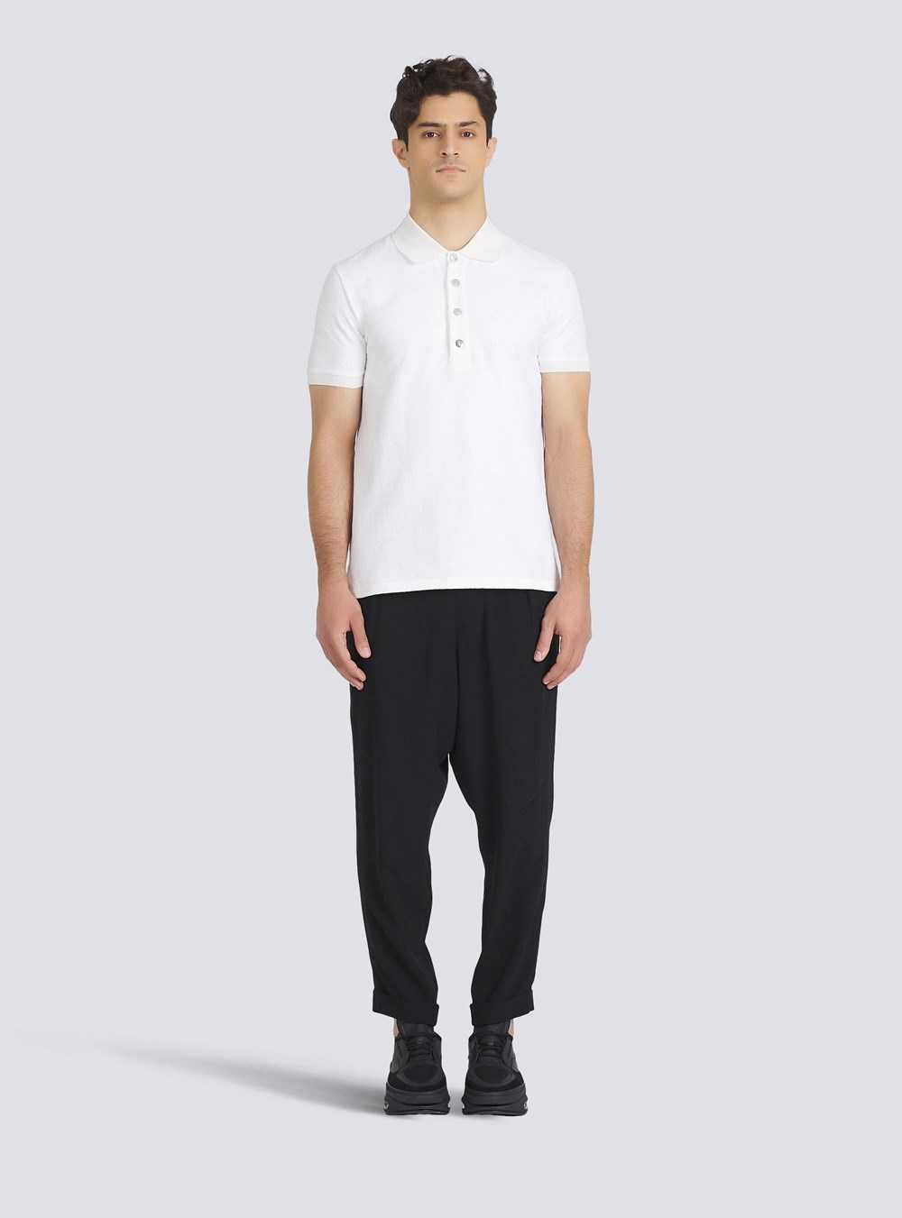 Balmain Cotton Piqué Polo White | CSFIAHY-81