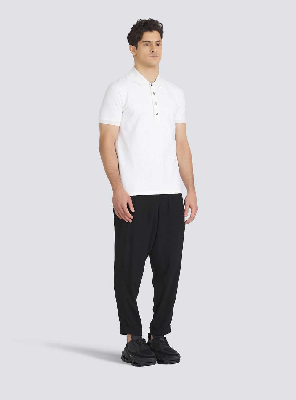 Balmain Cotton Piqué Polo White | CSFIAHY-81