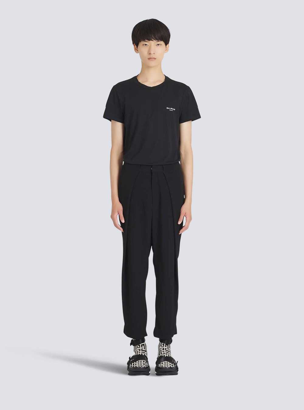 Balmain Cotton Pleated Pants Black | YVFKCNA-52