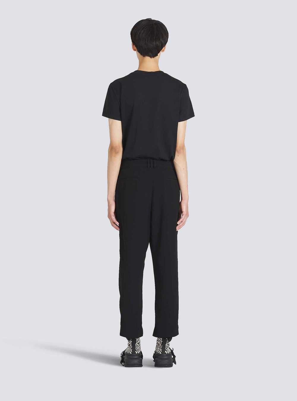 Balmain Cotton Pleated Pants Black | YVFKCNA-52