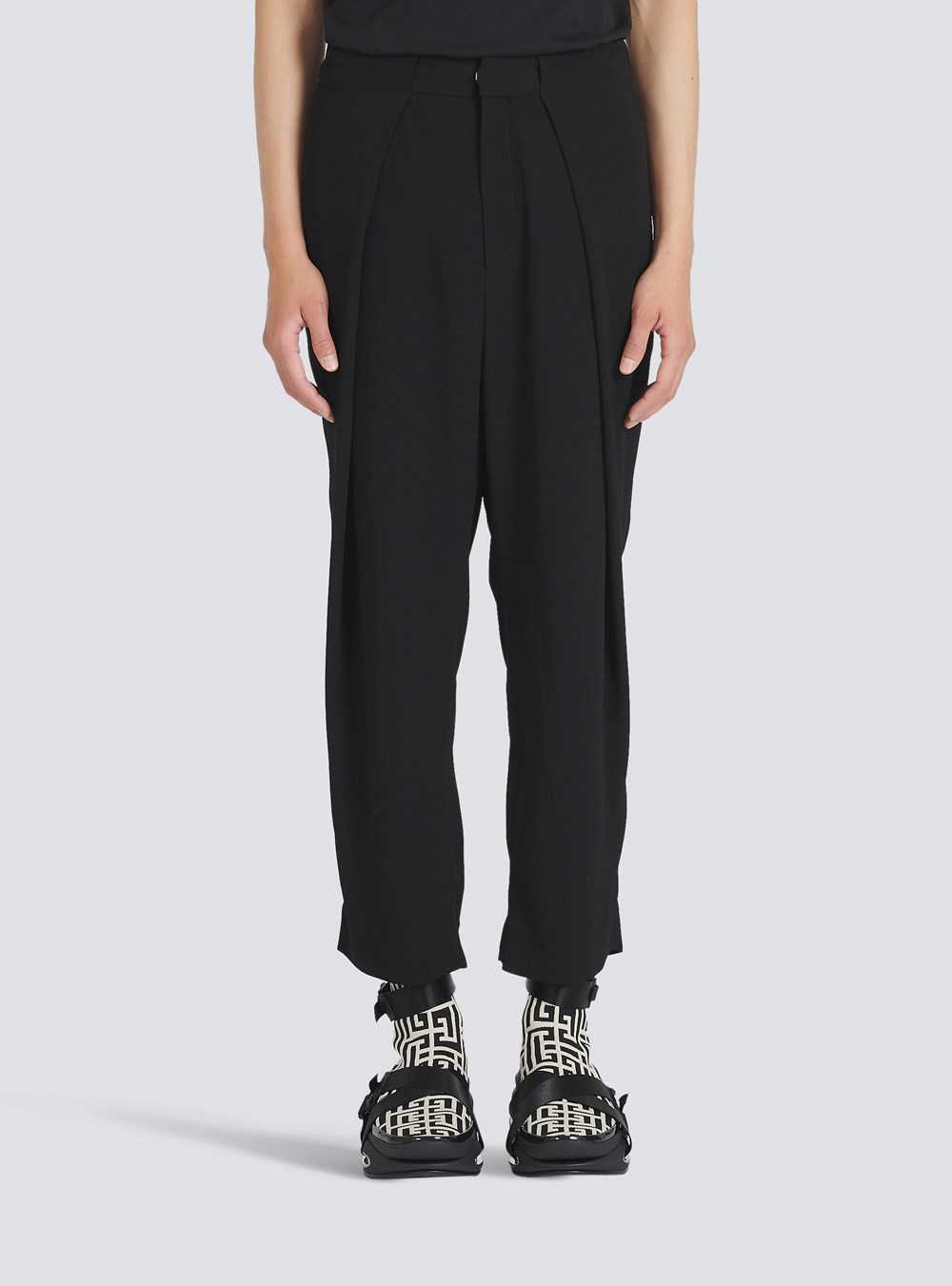 Balmain Cotton Pleated Pants Black | YVFKCNA-52