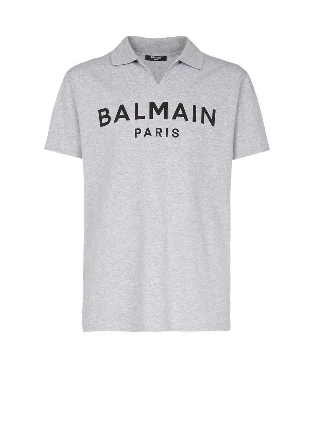 Balmain Cotton Polo With Balmain Logo Print Grey | WXLVPCY-39