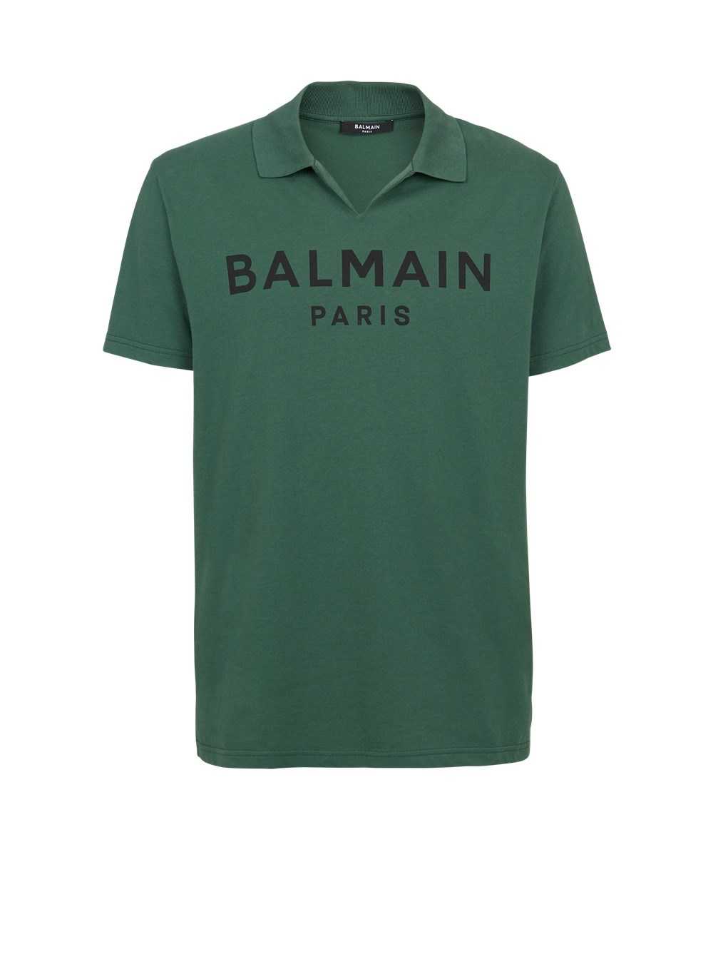 Balmain Cotton Polo With Black Balmain Logo Print Green | CBQSAJK-02