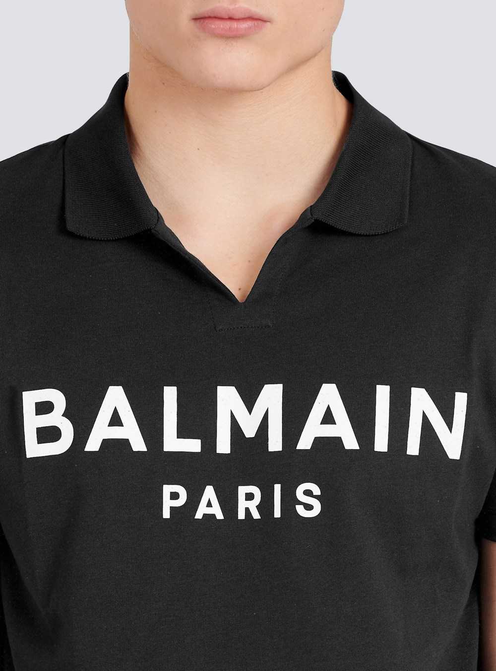 Balmain Cotton Polo With Black Balmain Logo Print Black | QILKAOT-43