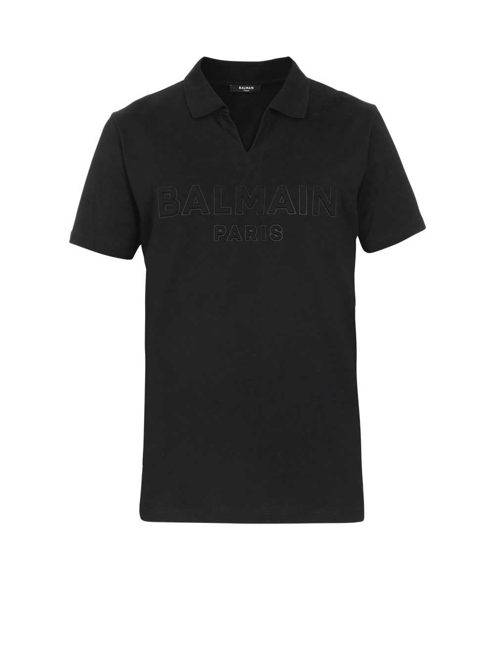 Balmain Cotton Polo With Embossed Balmain Logo Black | UEWZAQC-32