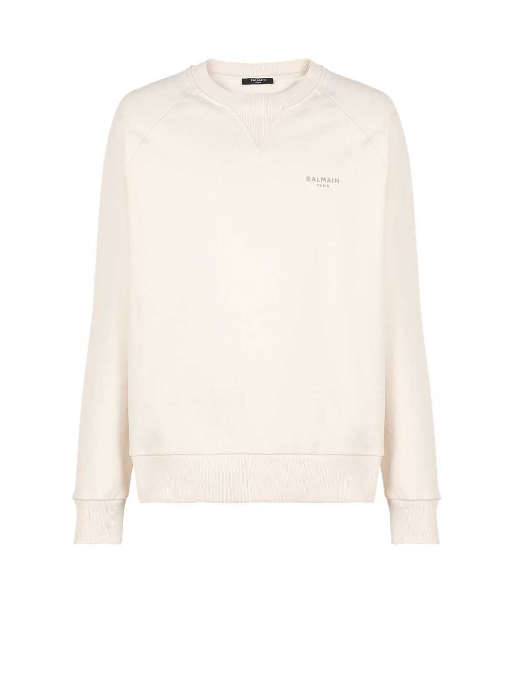 Balmain Cotton Printed Balmain Logo Sweatshirt Beige | UTQIKYV-27