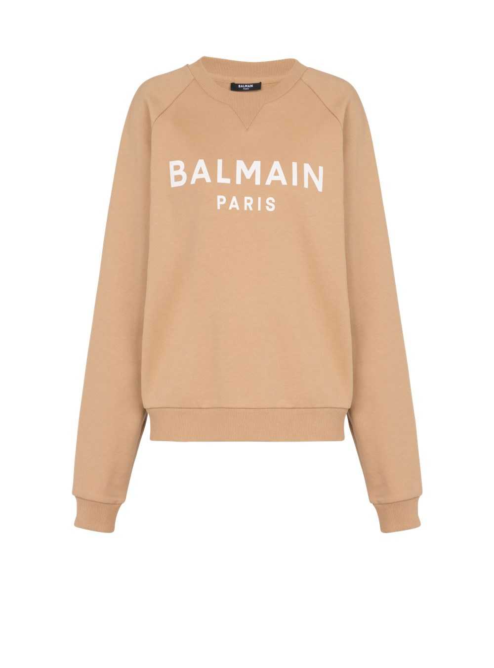 Balmain Cotton Printed Balmain Logo Sweatshirt Brown | XRFLYGB-42