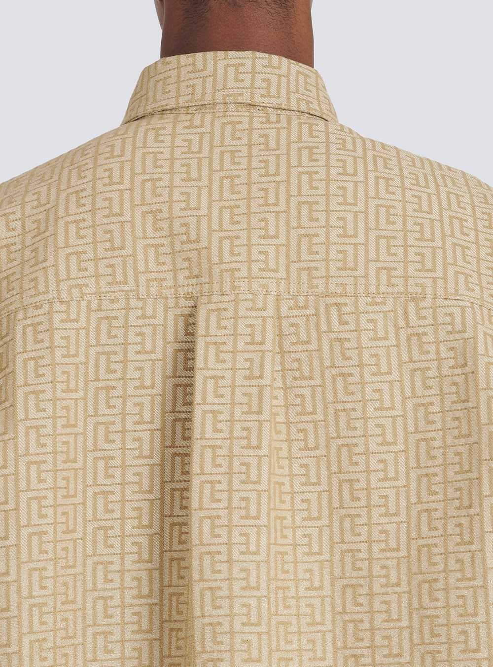 Balmain Cotton Shirt With Balmain Jacquard Monogram Beige | CNTHWLO-16