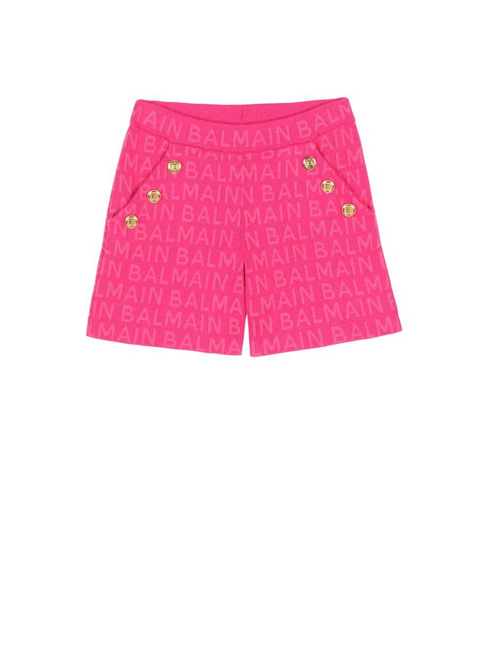 Balmain Cotton Shorts With Balmain Logo Pink | RZXAGIW-61