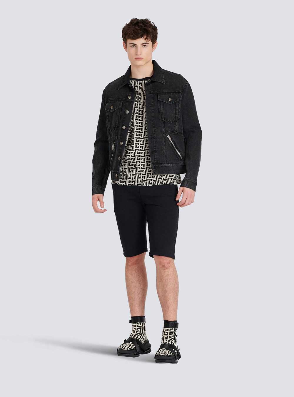 Balmain Cotton Shorts With Flocked Balmain Paris Logo Black | DPTKYEU-73