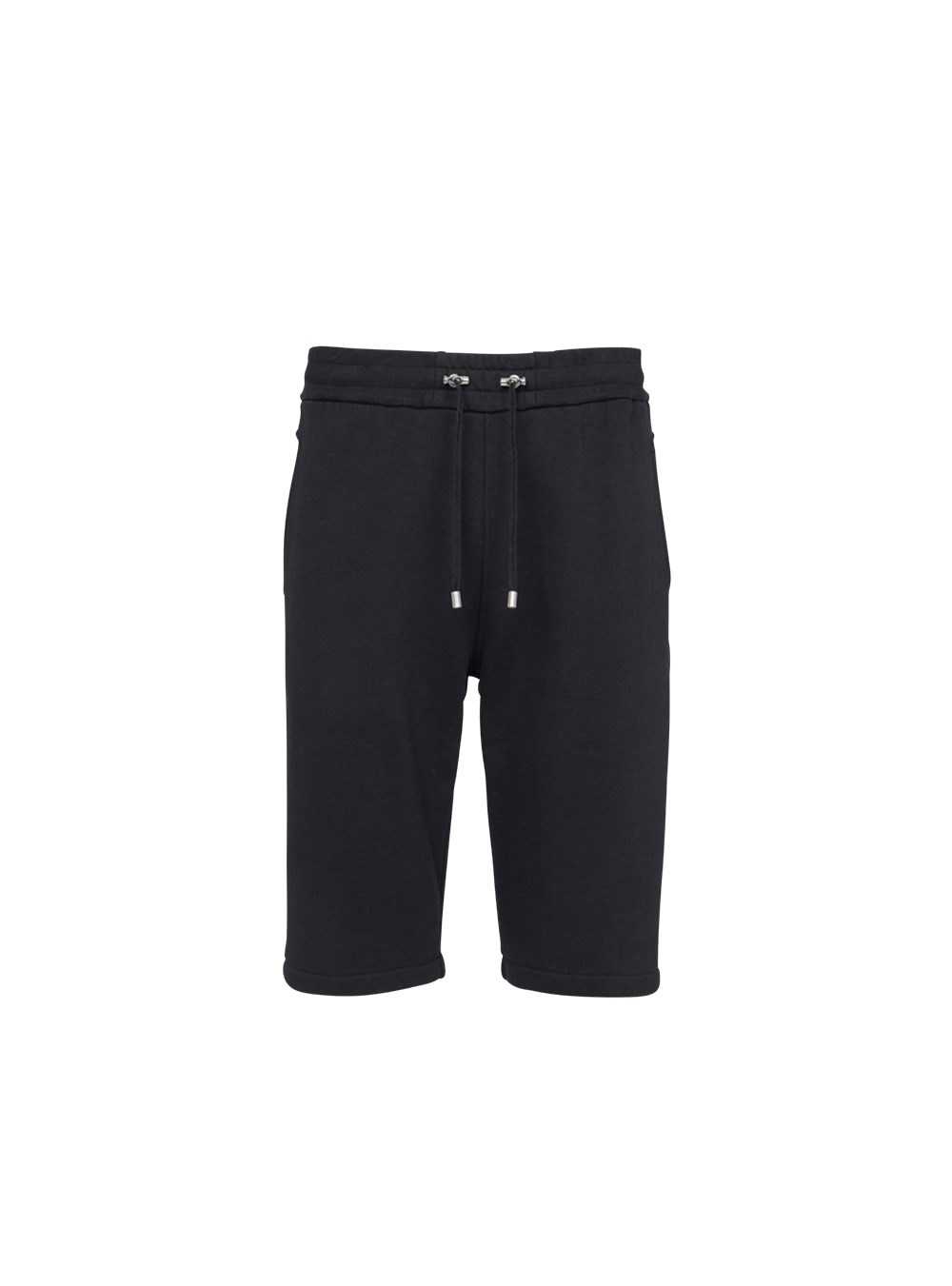 Balmain Cotton Shorts With Flocked Balmain Paris Logo Black | DPTKYEU-73