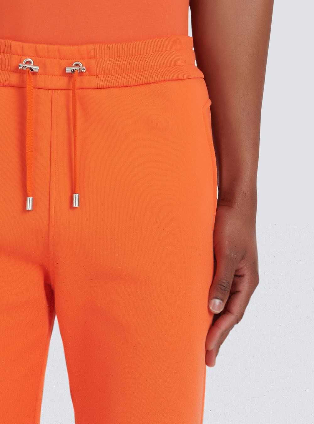 Balmain Cotton Shorts With Flocked Balmain Paris Logo Orange | QWKMSJB-54