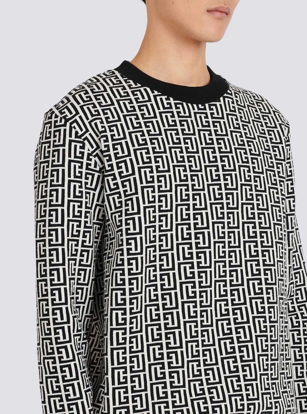 Balmain Cotton Sweater With Balmain Monogram Black | TWSXEQK-89