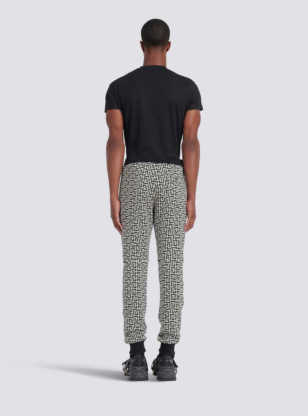 Balmain Cotton Sweatpants With Balmain Monogram Print Black | QDAVPYS-38