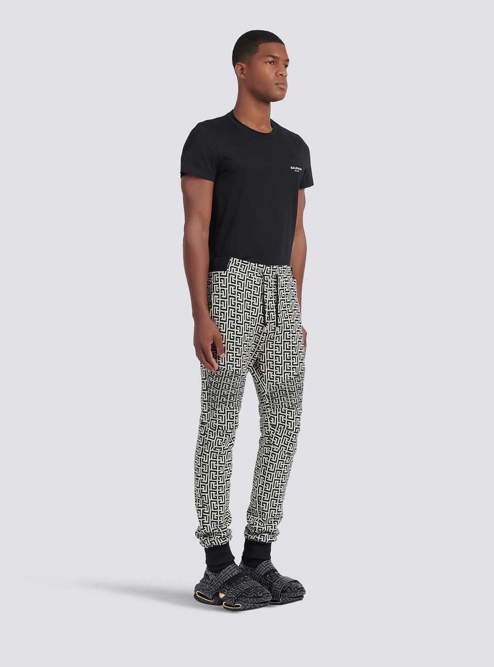 Balmain Cotton Sweatpants With Balmain Monogram Print Black | QDAVPYS-38