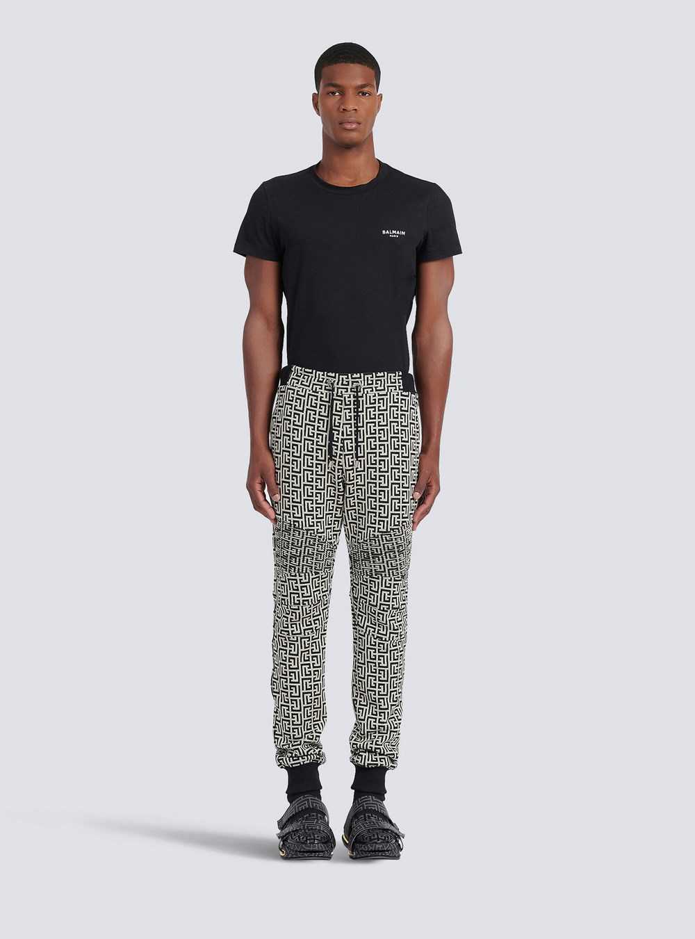 Balmain Cotton Sweatpants With Balmain Monogram Print Black | QDAVPYS-38