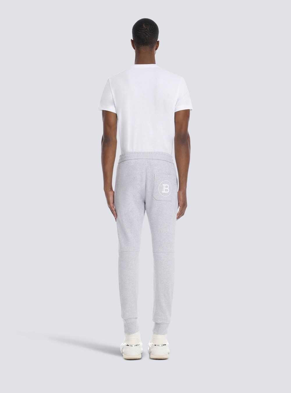 Balmain Cotton Sweatpants With Balmain Paris Logo Grey | PIRAMYB-62