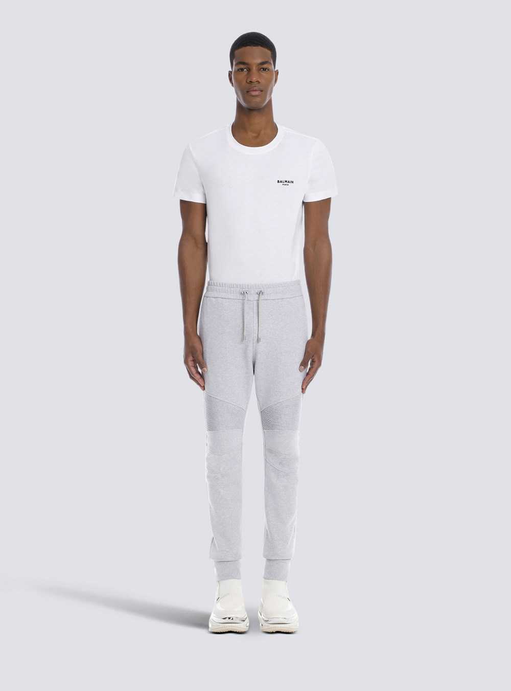 Balmain Cotton Sweatpants With Balmain Paris Logo Grey | PIRAMYB-62