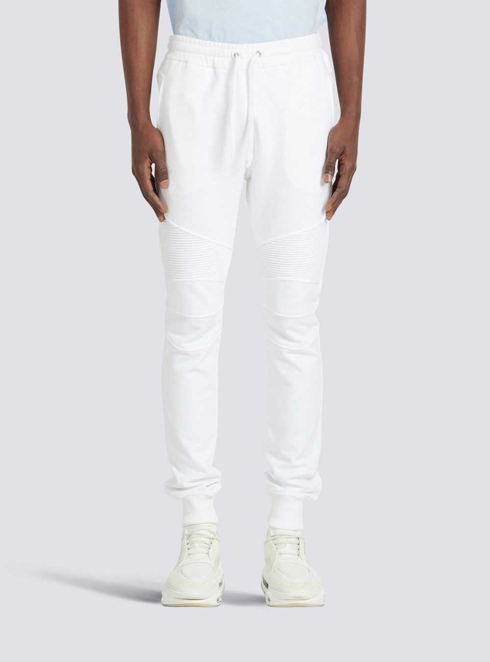 Balmain Cotton Sweatpants With Balmain Paris Logo White | ZGTEFHM-25