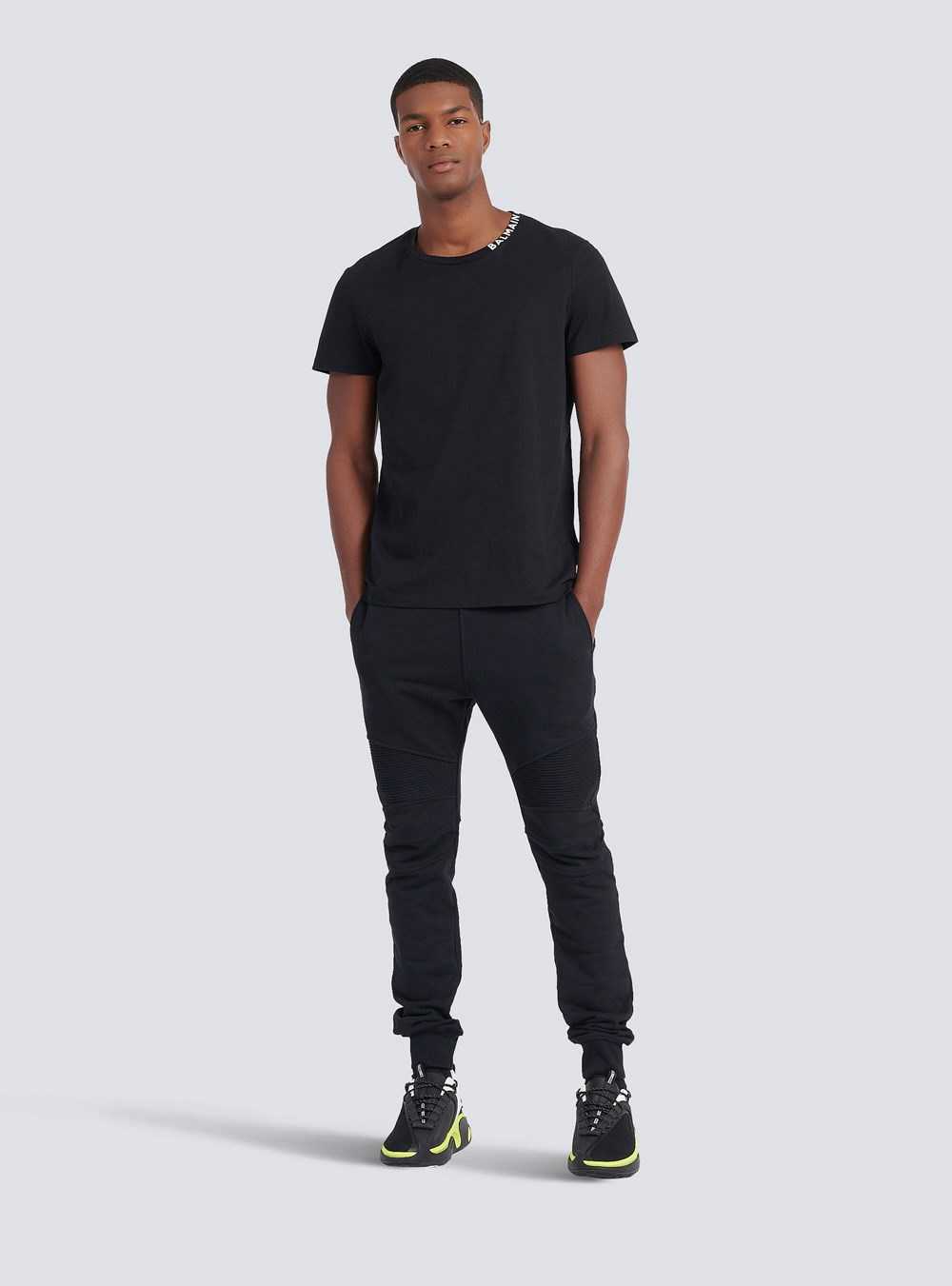 Balmain Cotton Sweatpants With Balmain Paris Logo Black | ZXETGDR-62