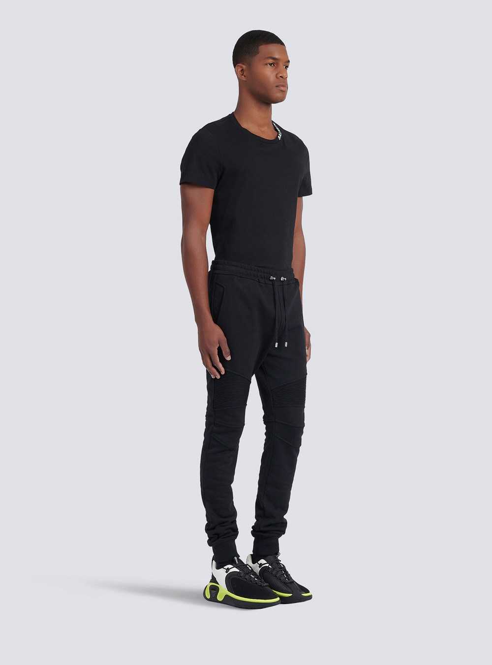 Balmain Cotton Sweatpants With Balmain Paris Logo Black | ZXETGDR-62