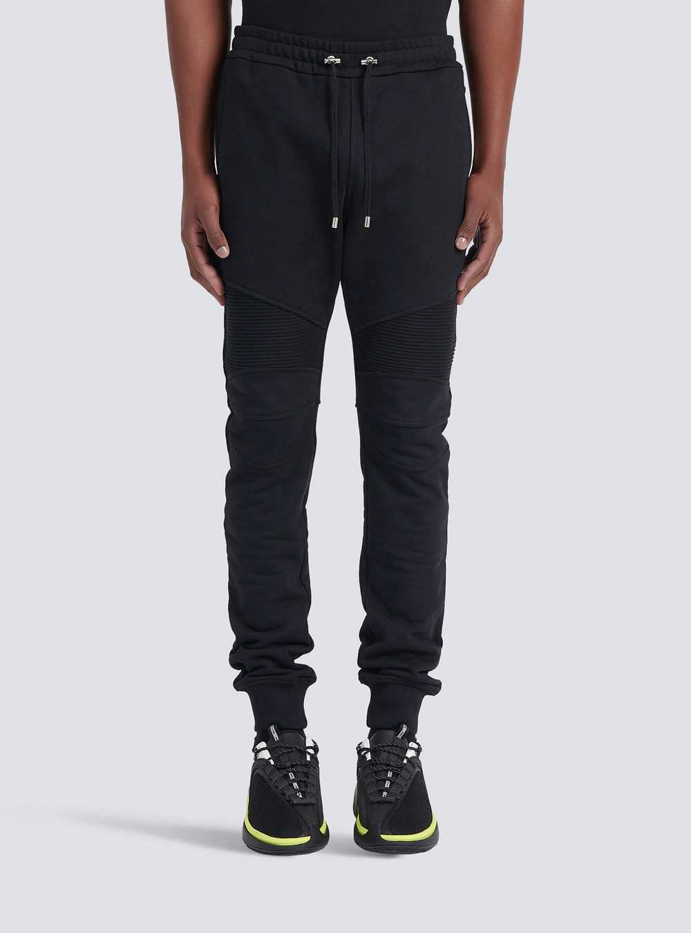 Balmain Cotton Sweatpants With Balmain Paris Logo Black | ZXETGDR-62