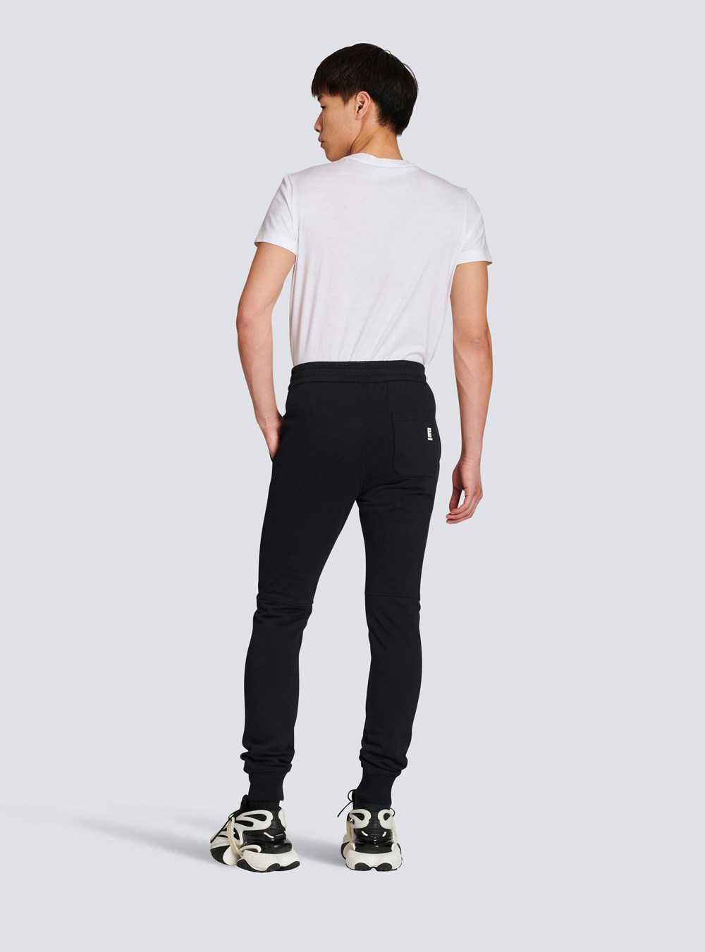 Balmain Cotton Sweatpants With Flocked Balmain Paris Logo Black | EVRCWGN-16