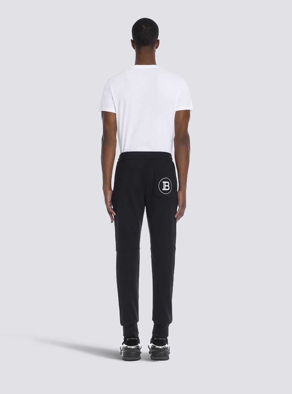 Balmain Cotton Sweatpants With Flocked Balmain Paris Logo Black | GUSAHWO-81