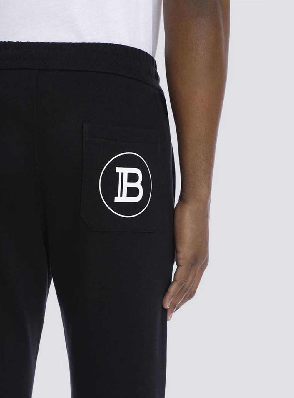 Balmain Cotton Sweatpants With Flocked Balmain Paris Logo Black | GUSAHWO-81