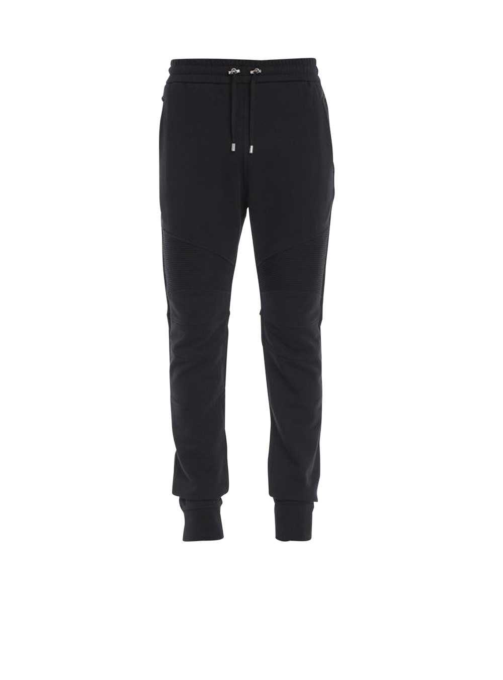 Balmain Cotton Sweatpants With Flocked Balmain Paris Logo Black | GUSAHWO-81