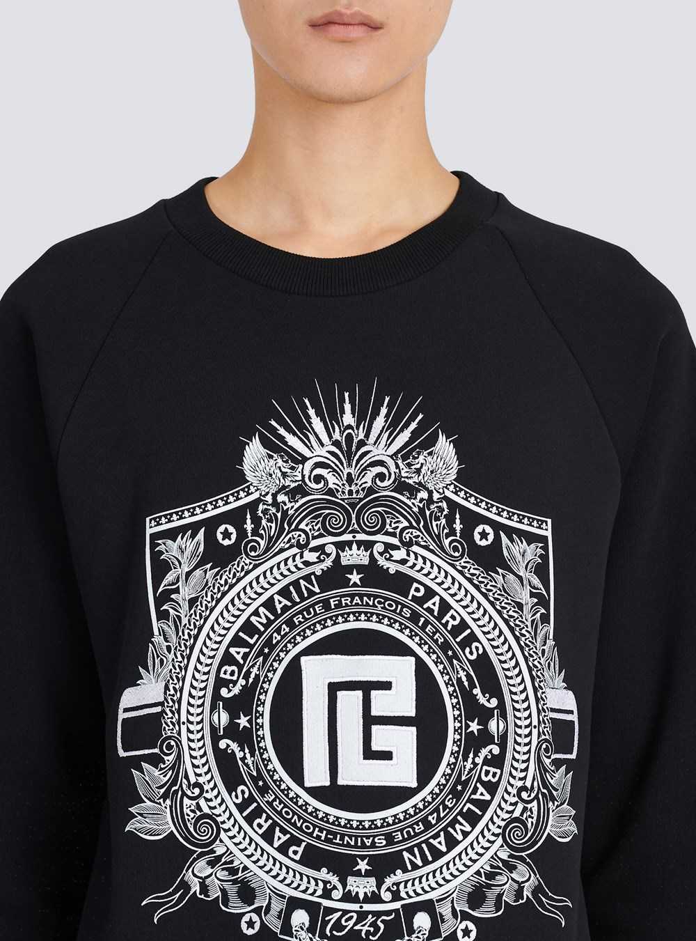 Balmain Cotton Sweatshirt With Embroidered Balmain Paris Logo Black | UCIBWJH-05