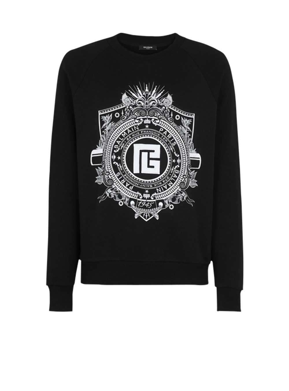 Balmain Cotton Sweatshirt With Embroidered Balmain Paris Logo Black | UCIBWJH-05