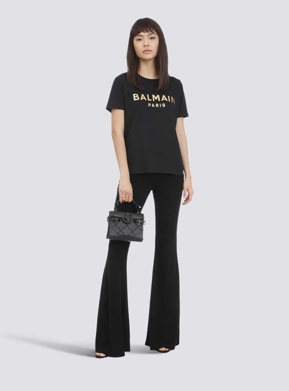 Balmain Cotton T-shirt With Balmain Logo Print Black | CDFJSVL-91