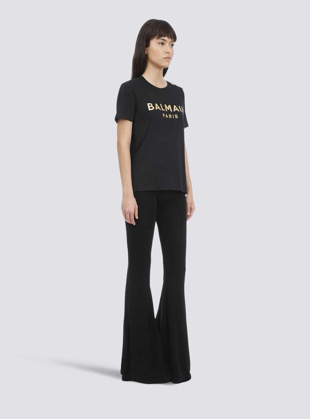 Balmain Cotton T-shirt With Balmain Logo Print Black | CDFJSVL-91