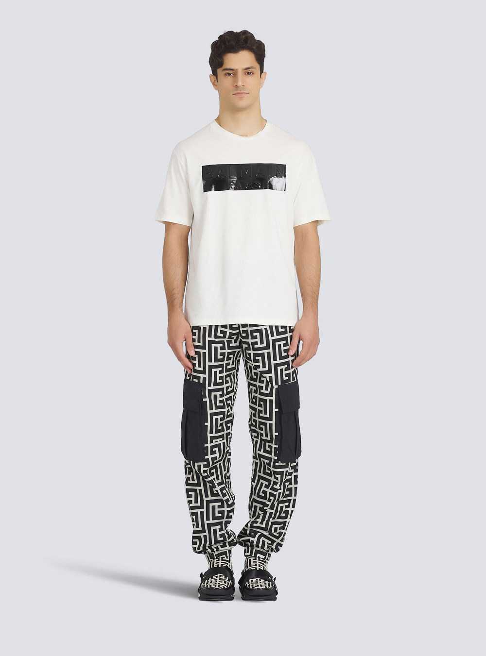 Balmain Cotton T-shirt With Balmain Logo Print White | JWAXRYI-57