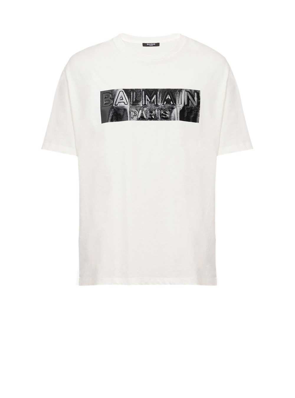 Balmain Cotton T-shirt With Balmain Logo Print White | JWAXRYI-57