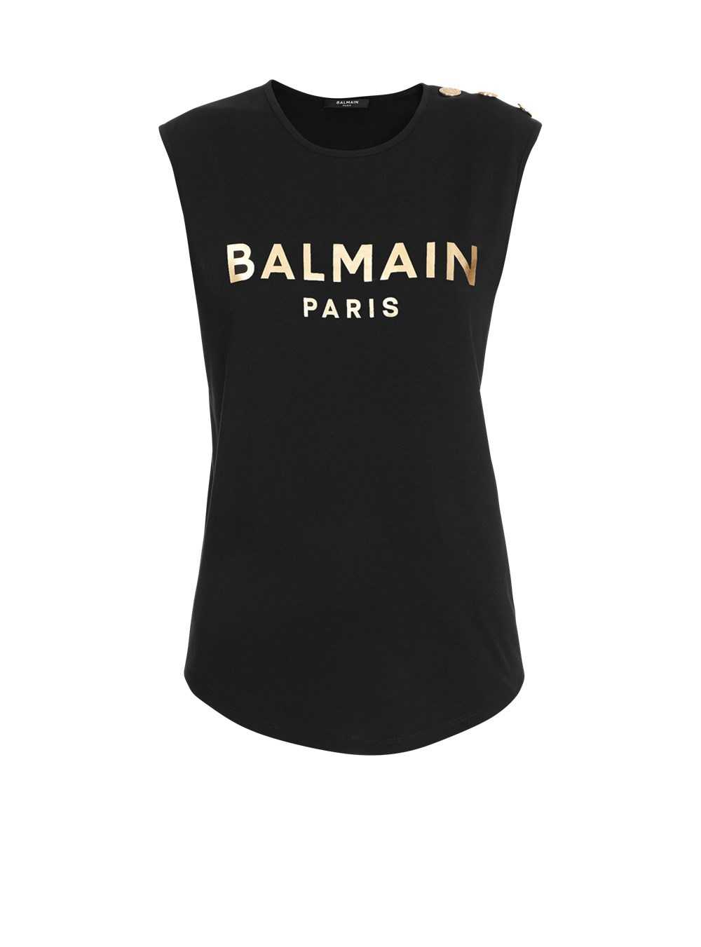 Balmain Cotton T-shirt With Balmain Logo Print Gold | LIUHASW-32