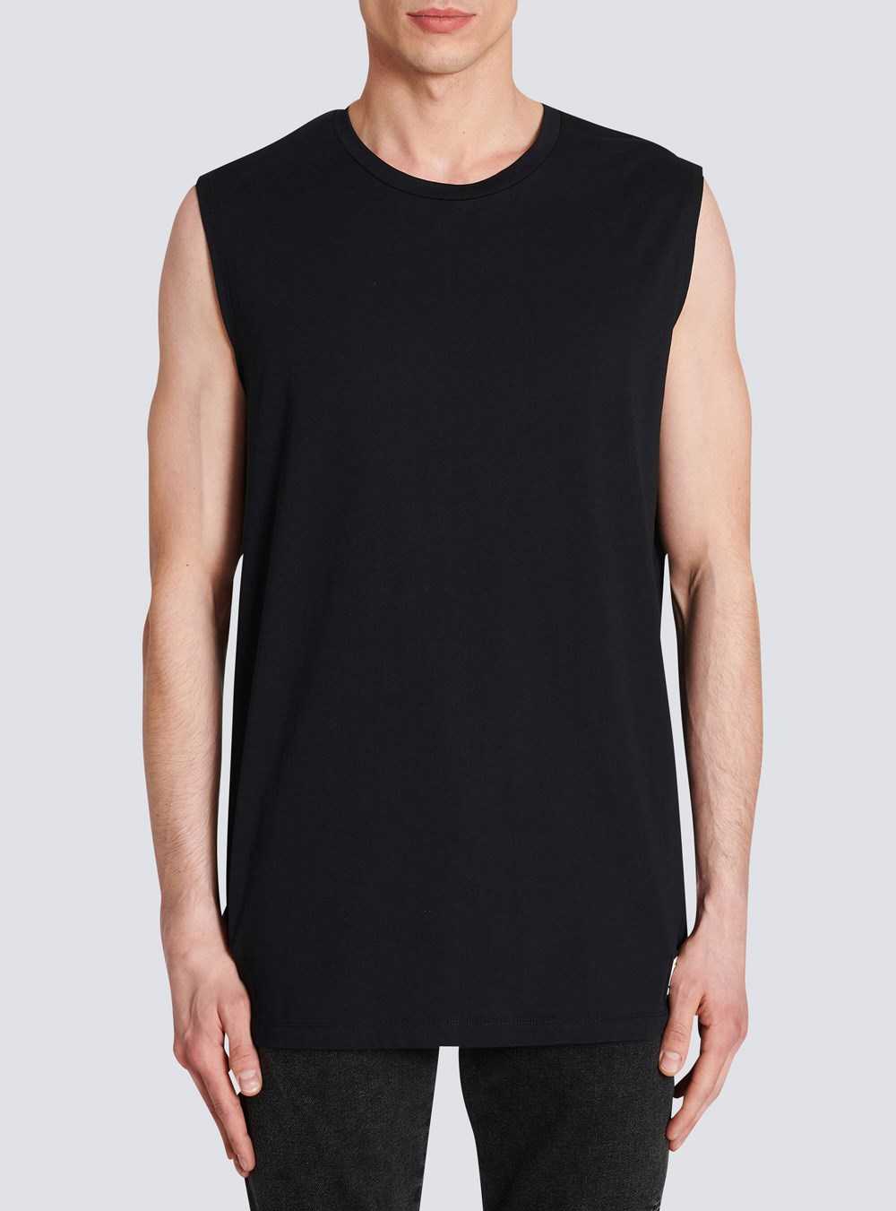 Balmain Cotton T-shirt With Balmain Logo Print Black | LYZUASV-71