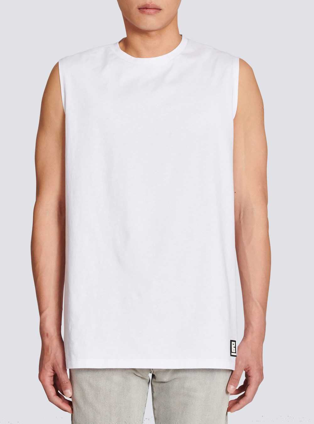 Balmain Cotton T-shirt With Balmain Logo Print White | QBNOWJL-29