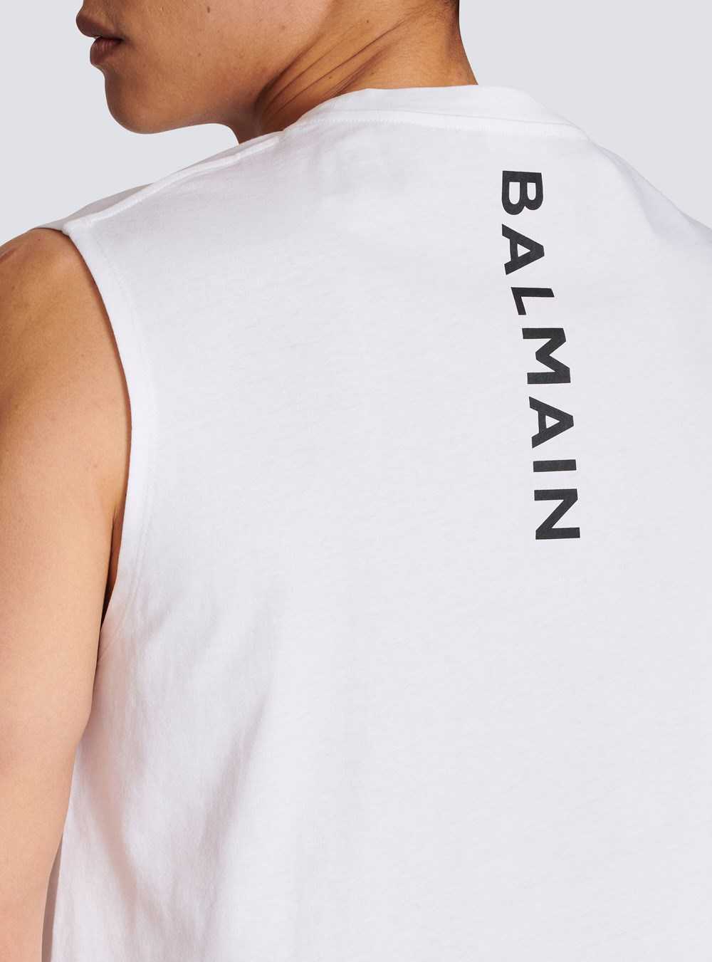 Balmain Cotton T-shirt With Balmain Logo Print White | QBNOWJL-29