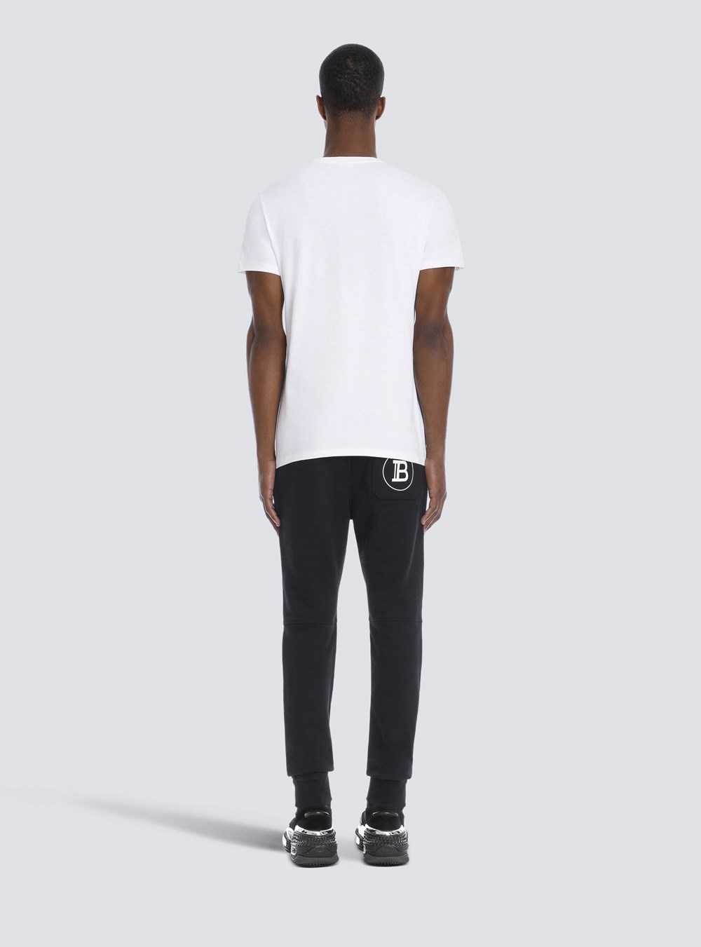 Balmain Cotton T-shirt With Balmain Paris Logo Print White | HZSJXDV-25