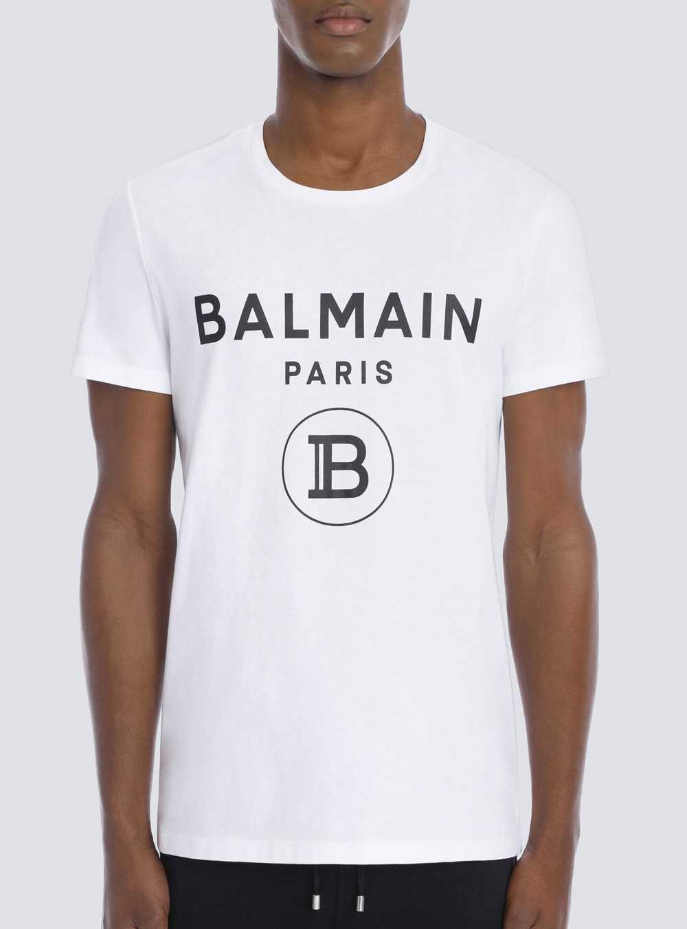 Balmain Cotton T-shirt With Balmain Paris Logo Print White | HZSJXDV-25